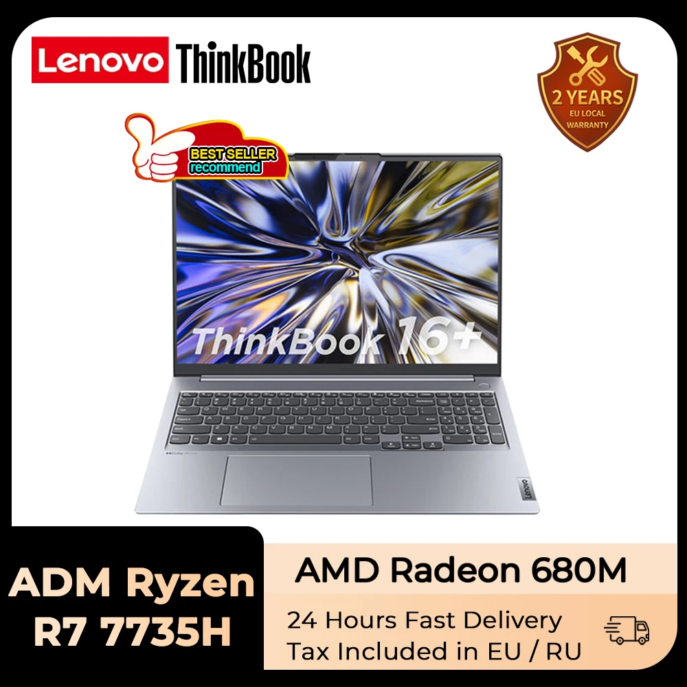 레노버 씽크북 노트북, 라이젠 R7 7735H AMD 16GB, 32GB RAM, 512G, 1T, 2TB SSD, 16 인치, 2.5K, 120Hz 스크린, 슬림 노트북 PC