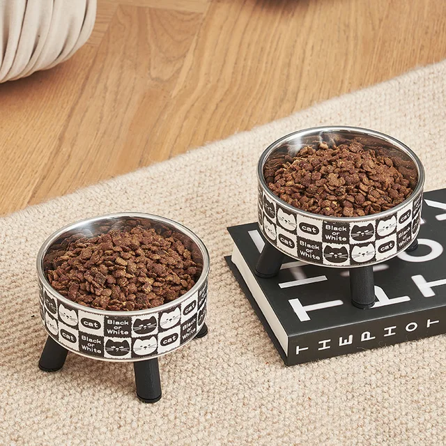 Stainless steel cat bowl - elevated pet feeding tray non-slip and non-dumping design puppy feeding water bowl high column bowl 5