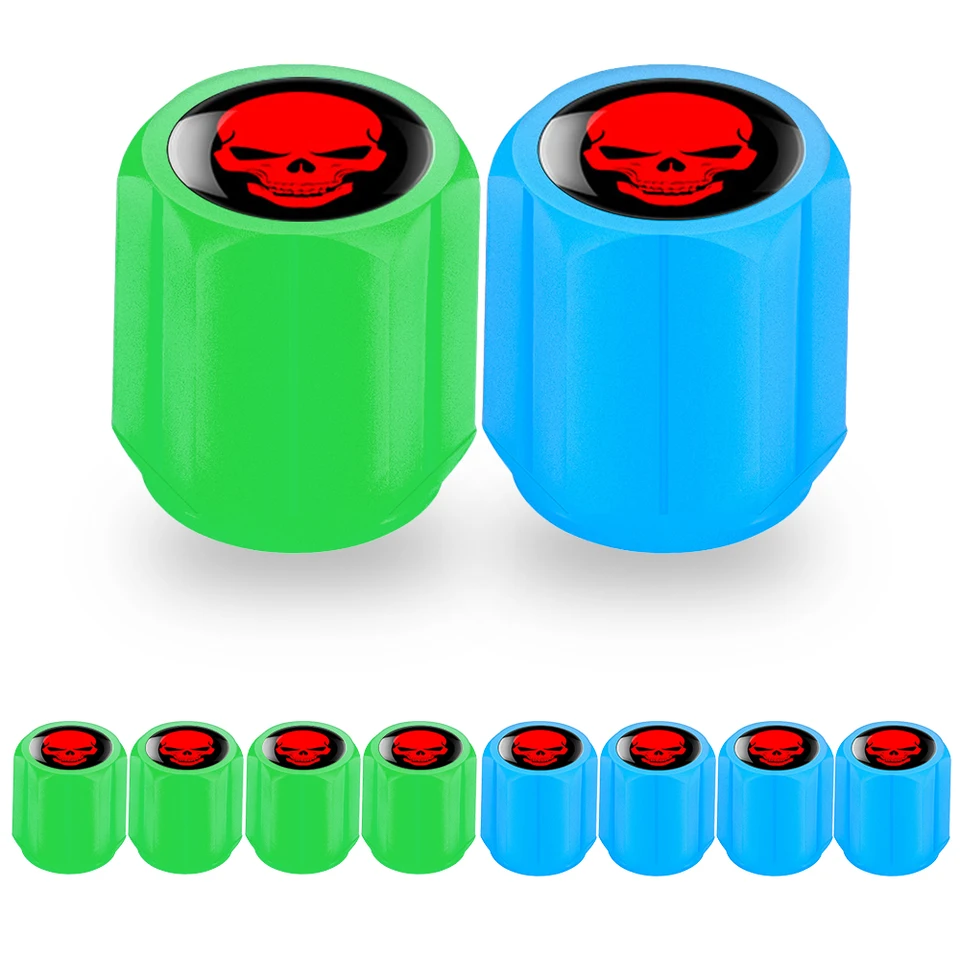 Cappucci per valvole per pneumatici per auto fluorescenti da 4 pezzi, accessori per valvole per pneumatici, coperchio luminoso per valvole per pneumatici, adatto per bici da moto per camion per auto