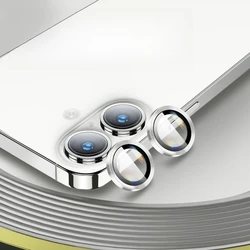 Premium Aluminum Metal Ring Camera Protector with Tempered Glass Cover - Rear Lens Protective Cap - iPhone 14 Plus (Silver)