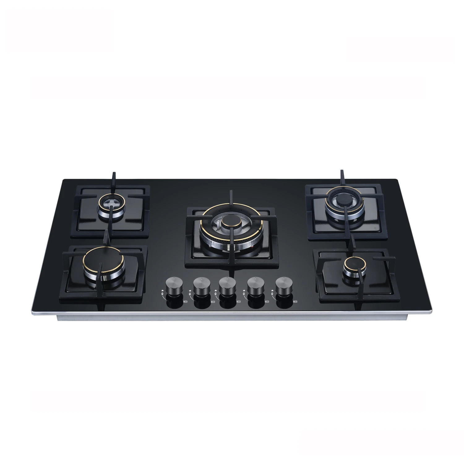 Factory Black Tempered Glass 5 Burner Gas Cooker Stove Hot Selling Gas Cook Tops