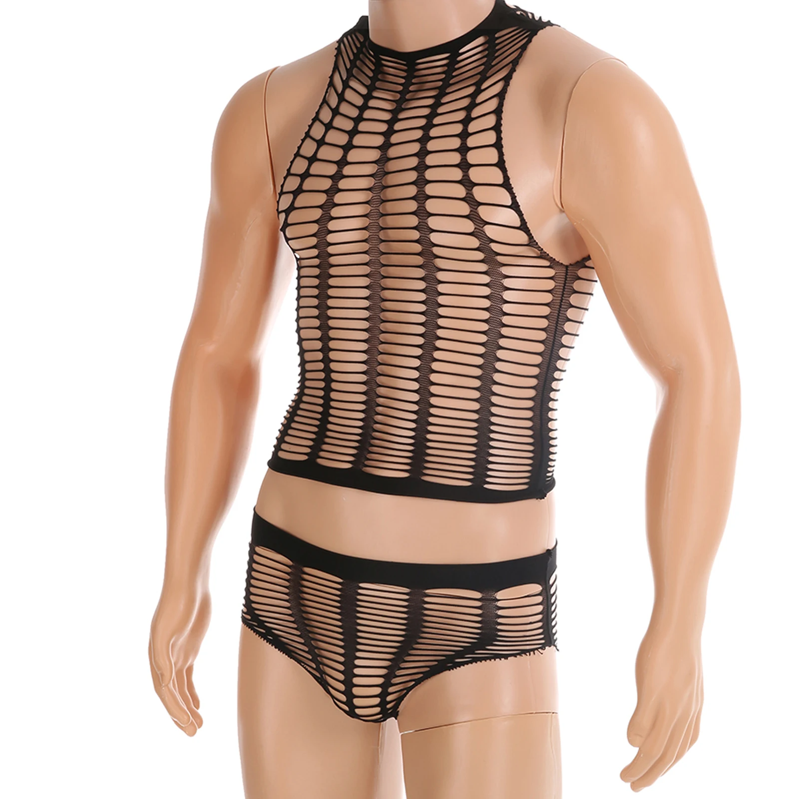 Lingerie fetish da uomo, slip brasiliani sexy, intimo in rete, set canotta, top a rete, pigiama erotico con intagli_voghion.com