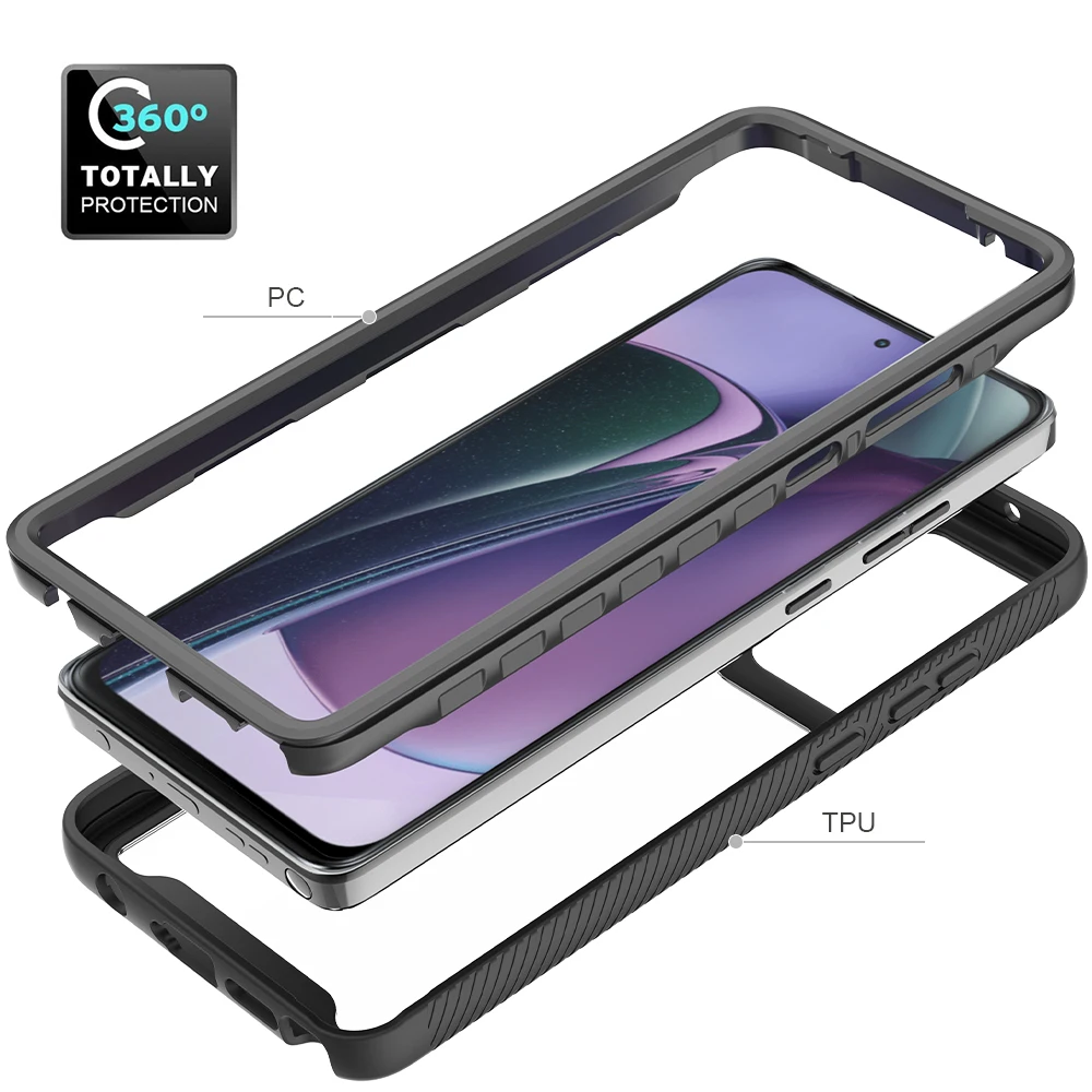 Transparent TPU/PC Phone Case with Bumper Frame and Clear Shell