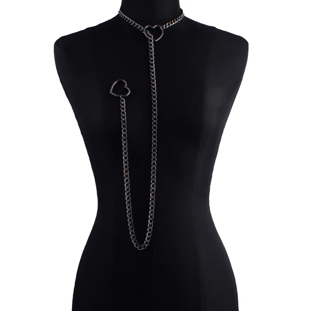 Collier chaîne en forme de cœur pour femmes, ras du cou Punk Rock Goth, accessoires de bijoux 1