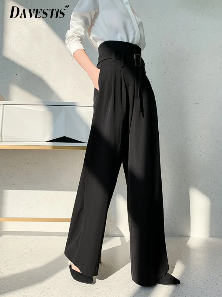 Black High Waist Trousers Women's 2023 Spring and Summer Korean Fashion  Suit Pants for Women's Casual Wide-leg Pants - AliExpress