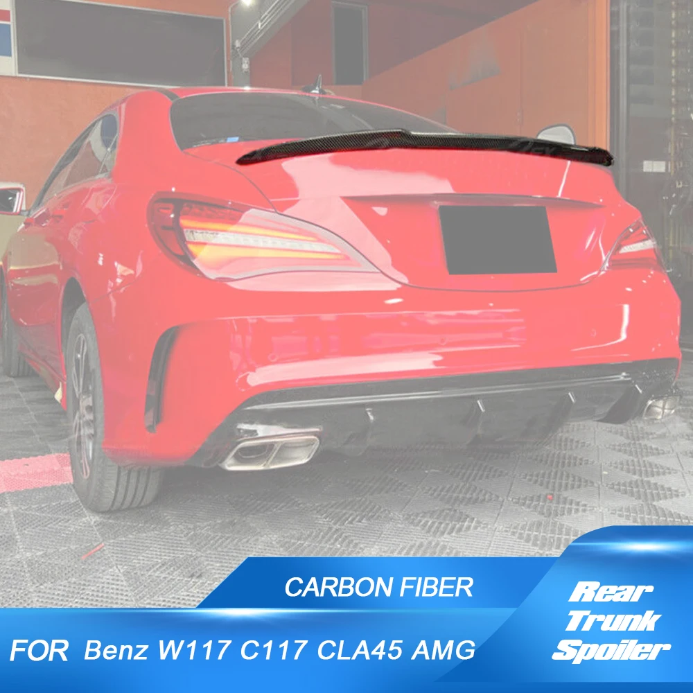 

For Mercedes Benz CLA Class W117 C117 CLA45 AMG Sedan 2013-2018 Rear Boot Lip Car Rear Boot Lid Highkick Wing Lip Carbon Fiber