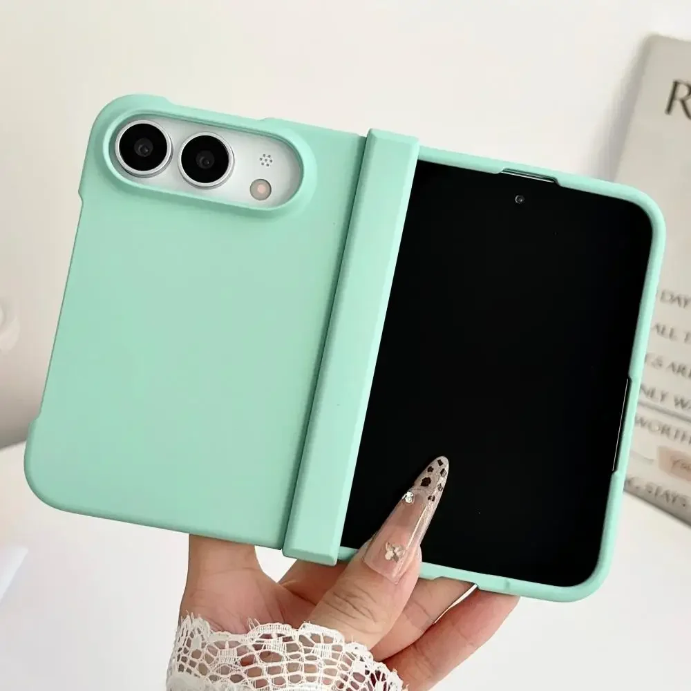 Matte Solid Color Shockproof Folding Phone Case with Hinge Protection