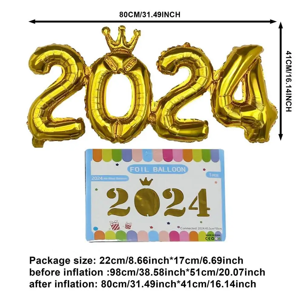 2024 New Year Balloons 16 Inch Gold Silver Rose Gold 2024 Graduation  Decorations