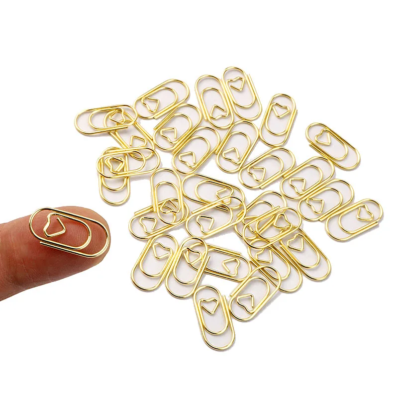 50pcs Kawaii Love Heart Paper Clips Tickets Photo Binder Clips Bookmarks Tiny Paper Korean Stationery Office Supplies