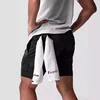 Summer Men's Gym Fitness Sports Running Basketball Short Pants Man Quick Dry Bodybuilding Double-decker 2 in 1 Shorts Sweatpants 2