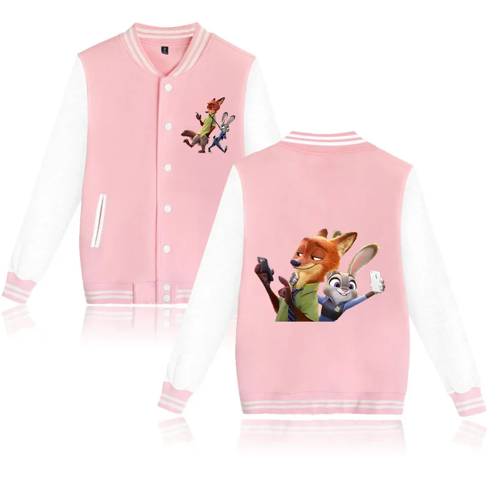 Disney Zootopia Judy Nick Varsity Baseball Bomber Jacket Men Women Hip Hop Harajuku Jackets Kids Boys Girls Single Coats