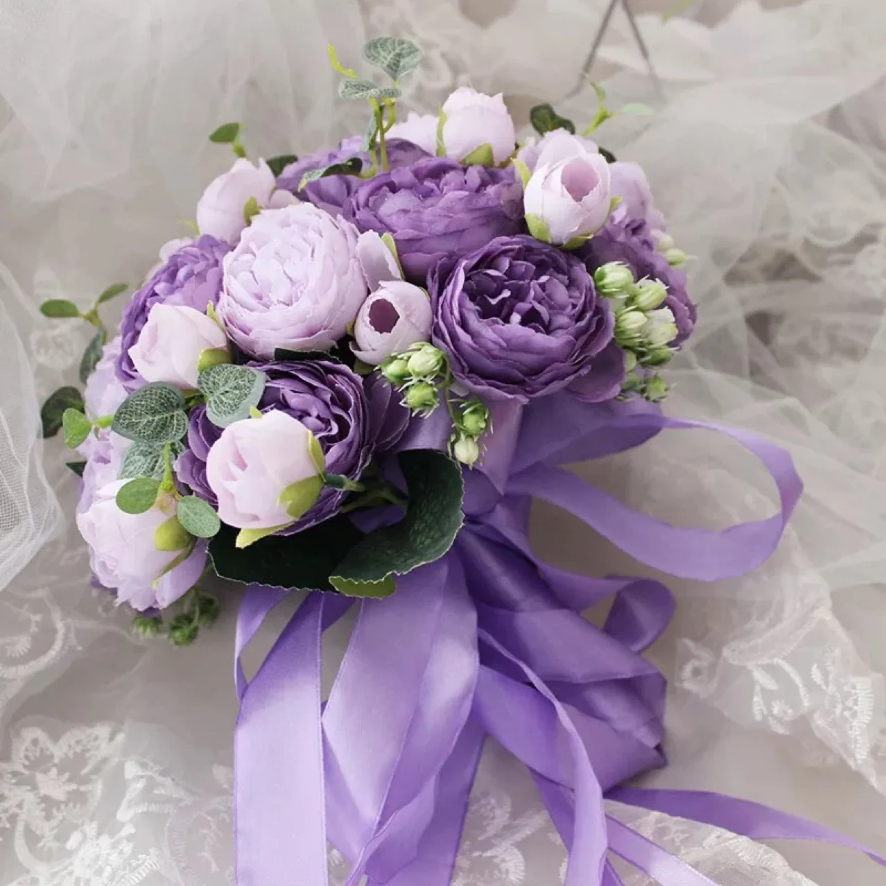 Wedding Bouquets Artificial Peony Flowers Korean style Purple Bridal Bouquet Imitation Peony Flower Bridal Bouquet Bridesmaid