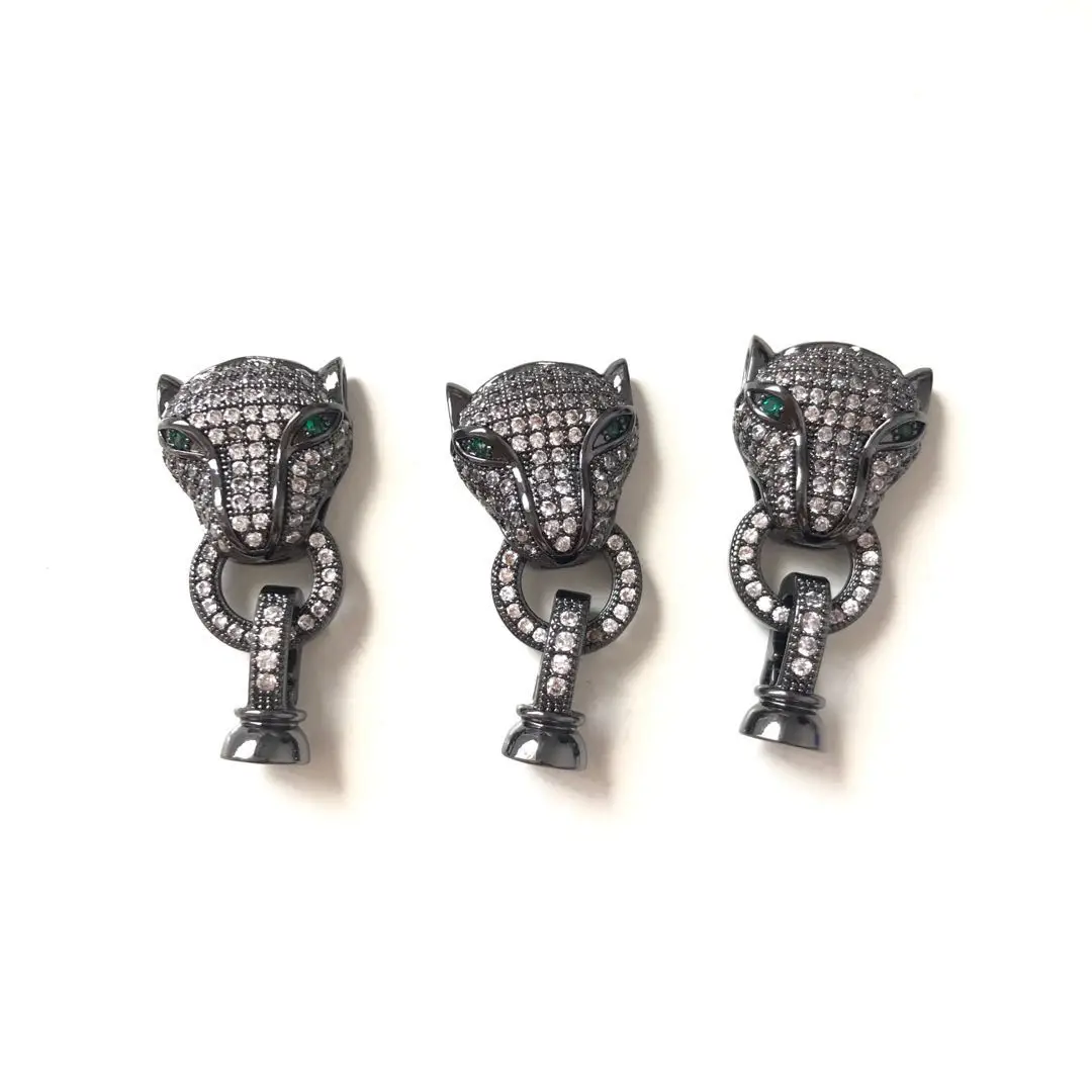 5pcs/Lot Cubic Zirconia Paved Panther Connectors Spacers for Woman Bracelets Men Jewelry Making Handmade Crafts Findings Supply