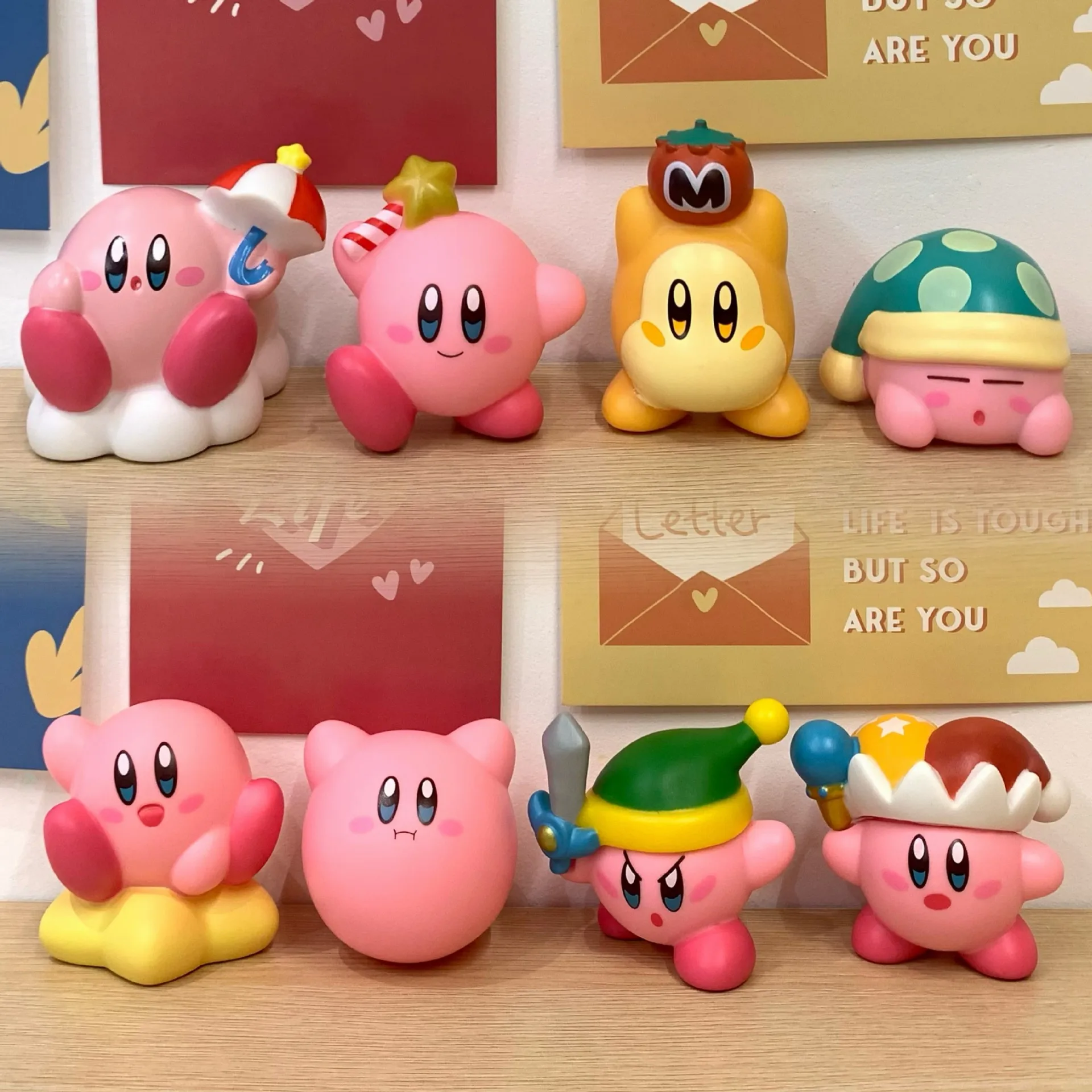 8Pcs/Set Game Super Pink Stars Kirby Action Figures Soft PVC Model Brave  Players Adventure Dream Land Collection Kid Gift Toy