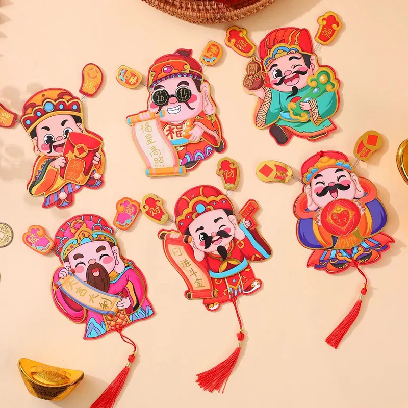 

2024 Chinese Spring Festival New Year Creative Refrigerator Sticking Red Envelopes God of Wealth Fridge Magnet Home Decoration