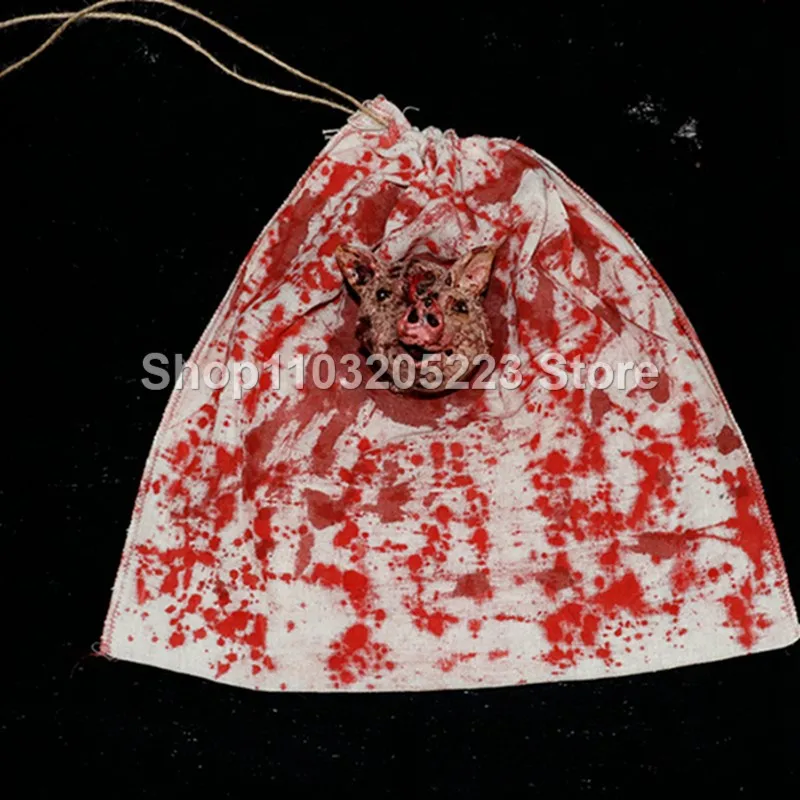 

Halloween blood-stained hanging pocket animal spider pig head bloody ghost face horror haunted house escape room props