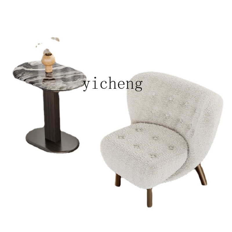 

Кресло для отдыха Zc из овечьей шерсти, в кремовом стиле, белое плюшевое одноместное кресло для гостиной