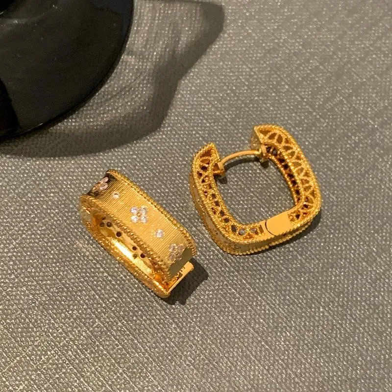 Golden Metal Chunky Square Hoop Earrings for Women Vintage Elegant Gold Color Huggies Wedding Jewelry Gifts