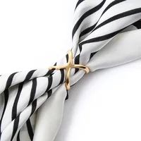 Broches métalliques en forme de X pour foulard croisé, 3 pièces, à la mode, avec nœud creux, porte-boucle, châles, bijoux, accessoire pour vêtements 4