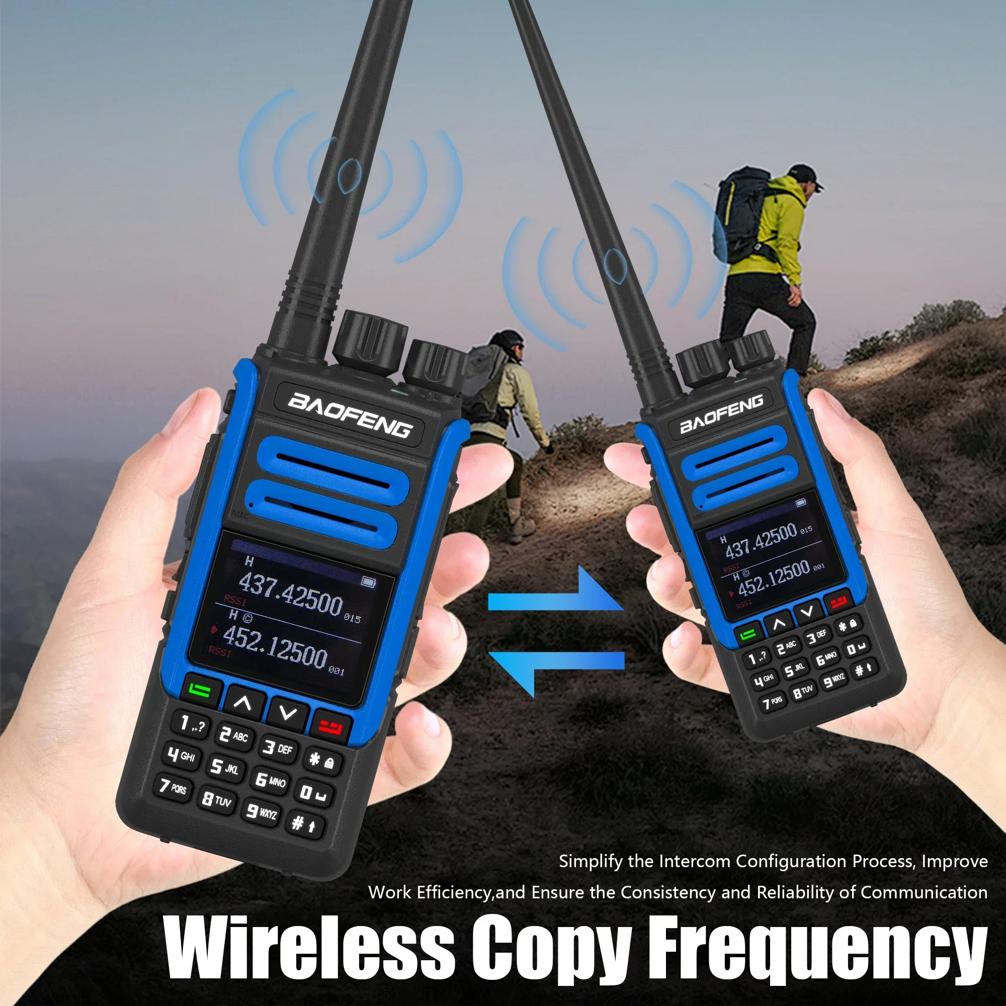 Baofeng BF-1802L Walkie Talkie USB-C Charging Tri-Band 220-260mhz Wireless Copy Frequency NOAA 999CH Battery Save Upgrade BF-H7 6