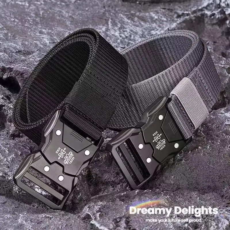 Automatic Buckle Tactical Belts Men's Woven Nylon Military Durable Black Outdoor Army Hunting Golf Waist Belt_voghion.com
