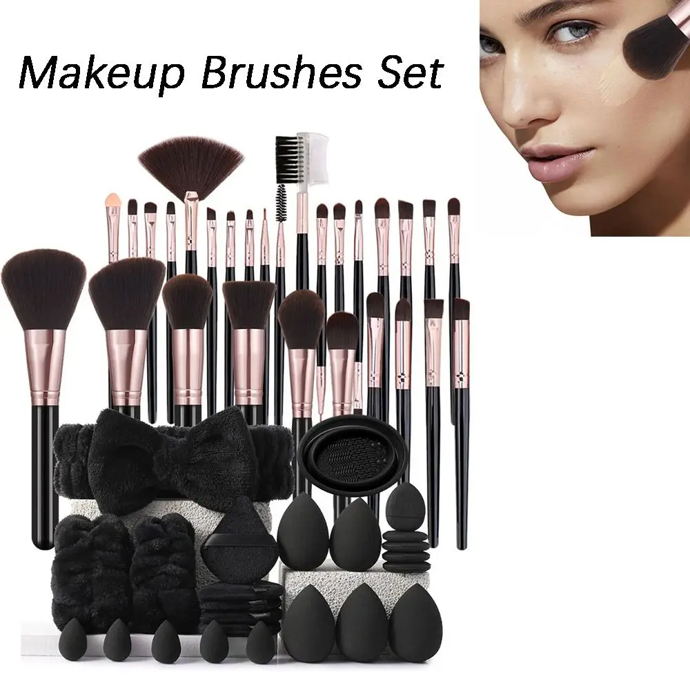 39Pcs Powder Puff Makeup Brushes Set Beauty Tool Blending Brushes Cosmetic Tool Kit Foundation Brush Portable Makeup Tool Set