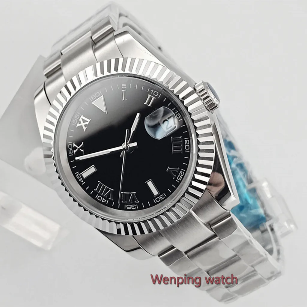 

40mm Bliger no logo Silver white black blue dial solid case particular date window sapphire glass automatic mens watch W2888