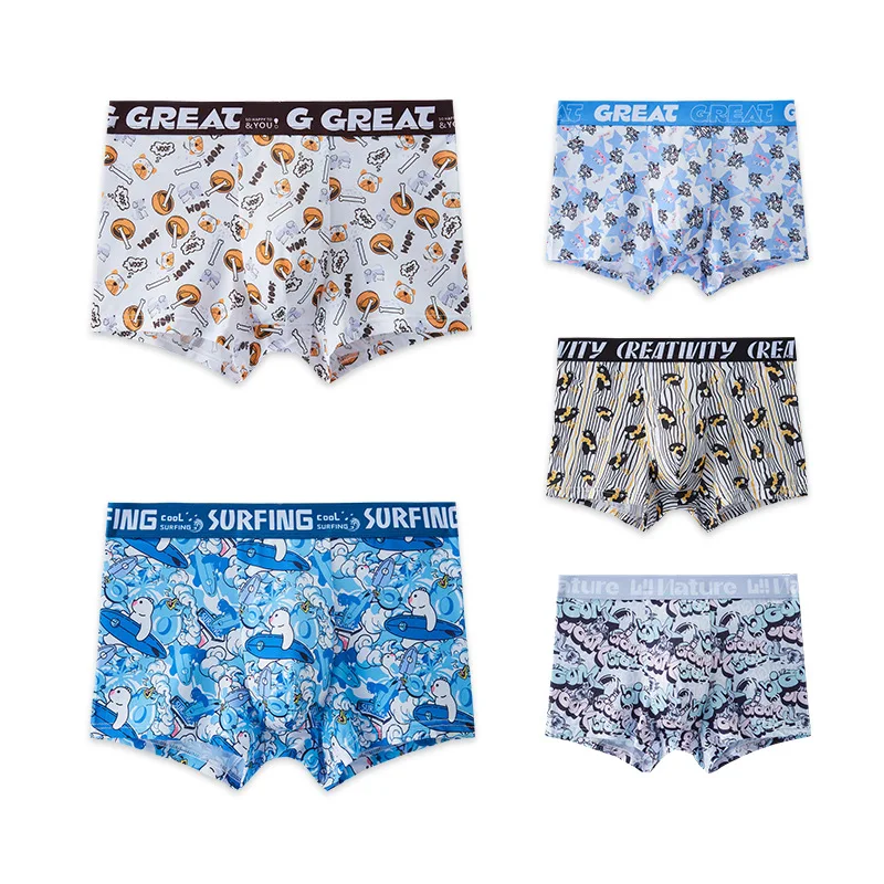 

Men's underwear summer fun personality trend printing antibacterial crotch light breathable young Boxer underwear.