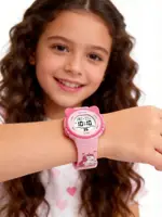 Montre numérique pour enfants, étanche, dessin animé, pour filles et garçons, LCD rose, électronique, Sport, réveil, cadeaux 6