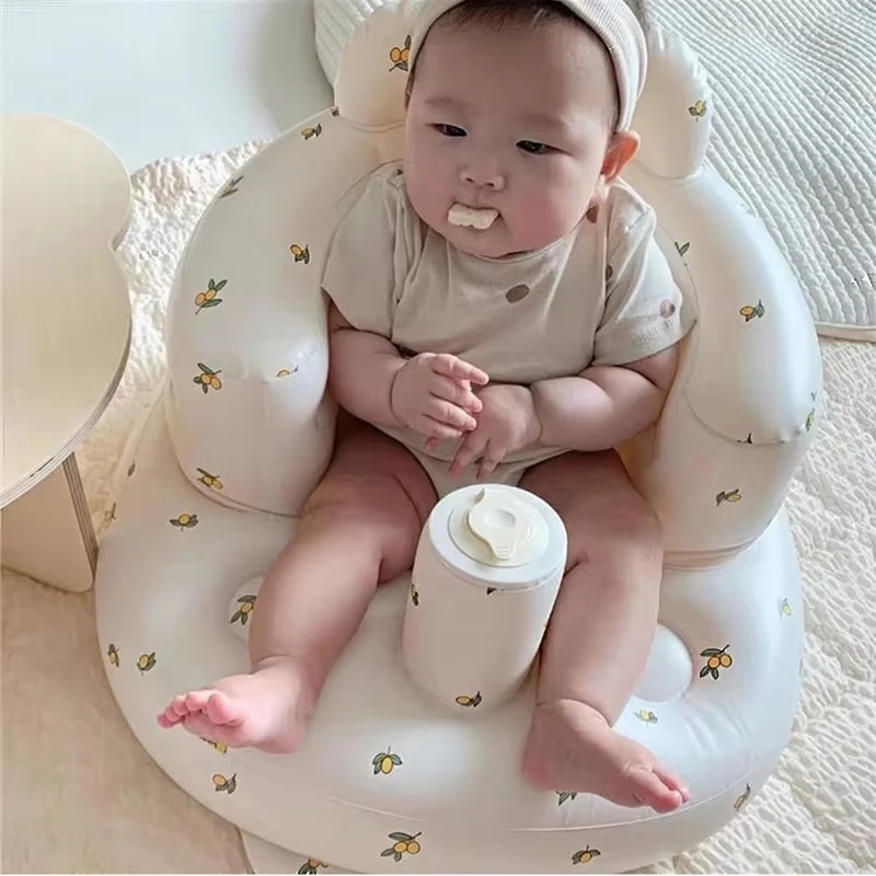 Inflatable Baby Seat With Built In Air Pump Multi Functional PVC Sofa Portable Children Stool For Outdoor And Bathroom Use
