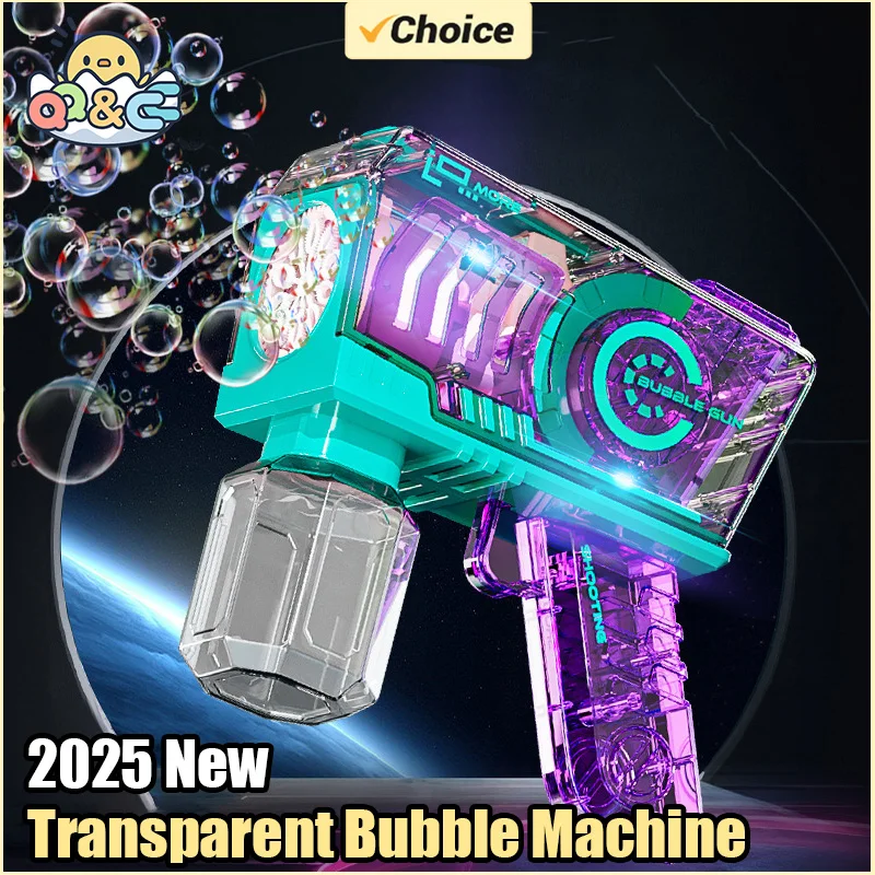 Automatic Electric Bubble Gun Toy with LED Lights for Kids Outdoor Party