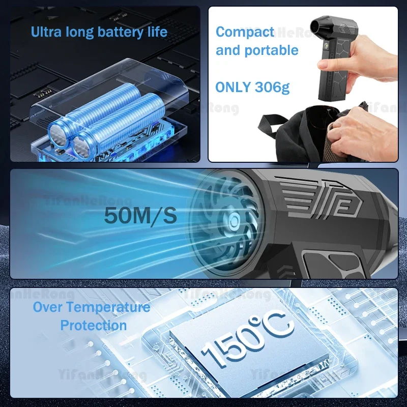 Compressed Air Duster Keyboard Cleaner for Office Electric 90000RPM Cordless 3 Speed 6000mAh PC Cleaning Air Blower 5