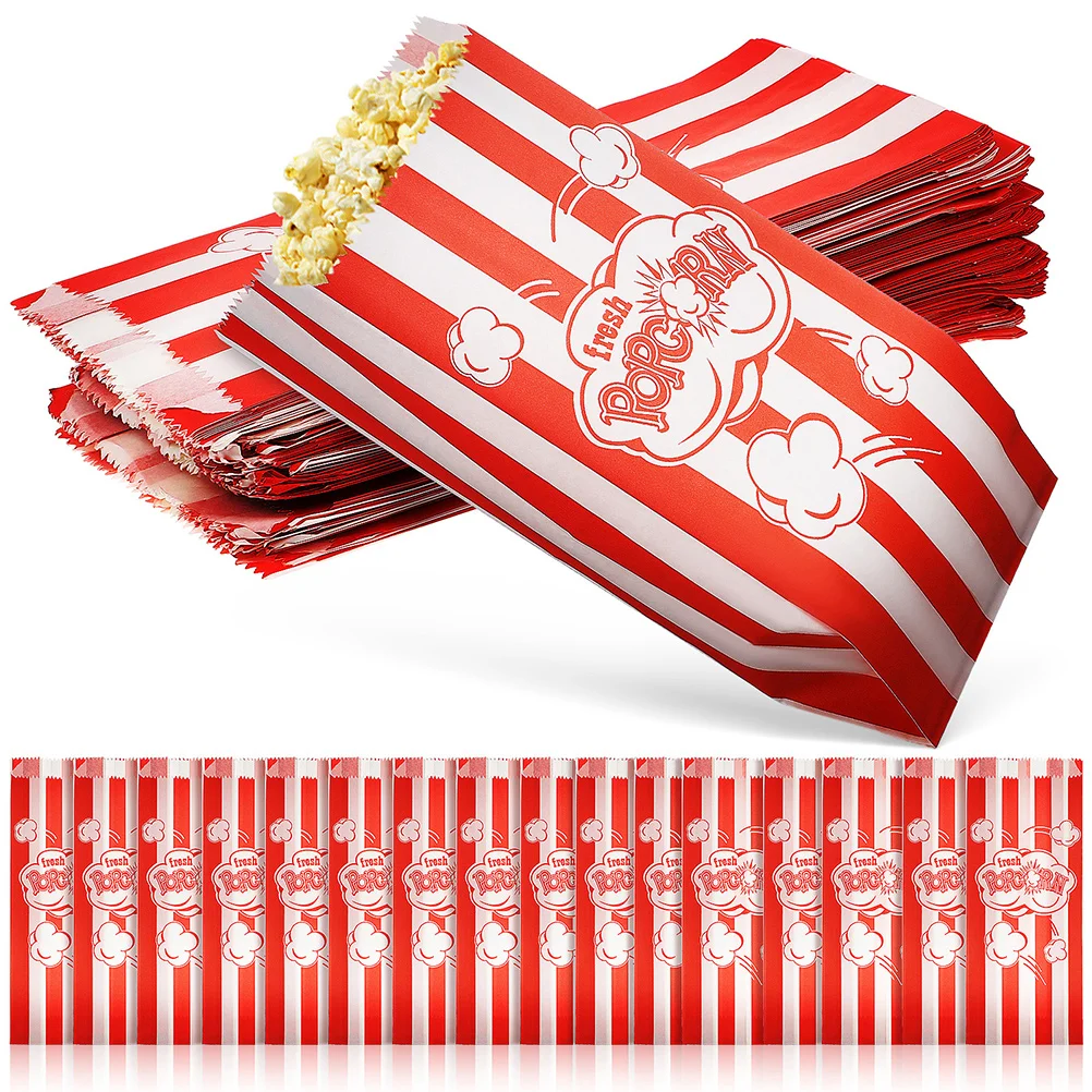 

50/100pcs Paper Popcorn Bags Snack Cookie Treats Storage Bag Outdoor Popcorn Carrying Cup Bulk Popcorn Containers Party Favor