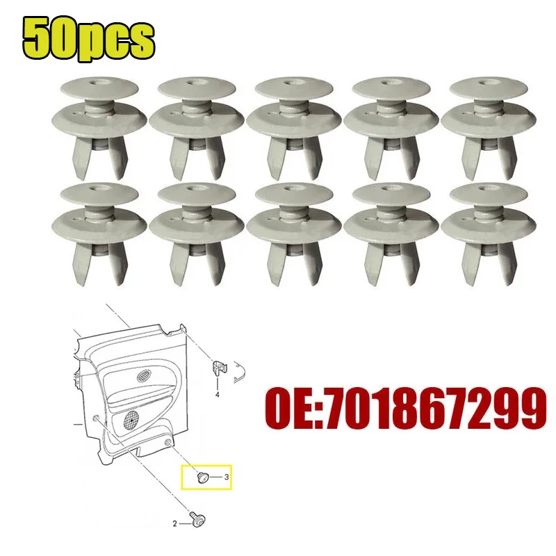 20 Pz/50 Pz/Set Grigio Trim Panel Lining Clips Chiusura In Plastica Grigio Chiaro Per Vw Volkswagen T4 T5 Transporter Eurovan Light