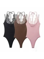 Women Pure Color Lace Jumpsuit Women's One-Piece Suit ort Pants Mid Waist Female Jumpsuit