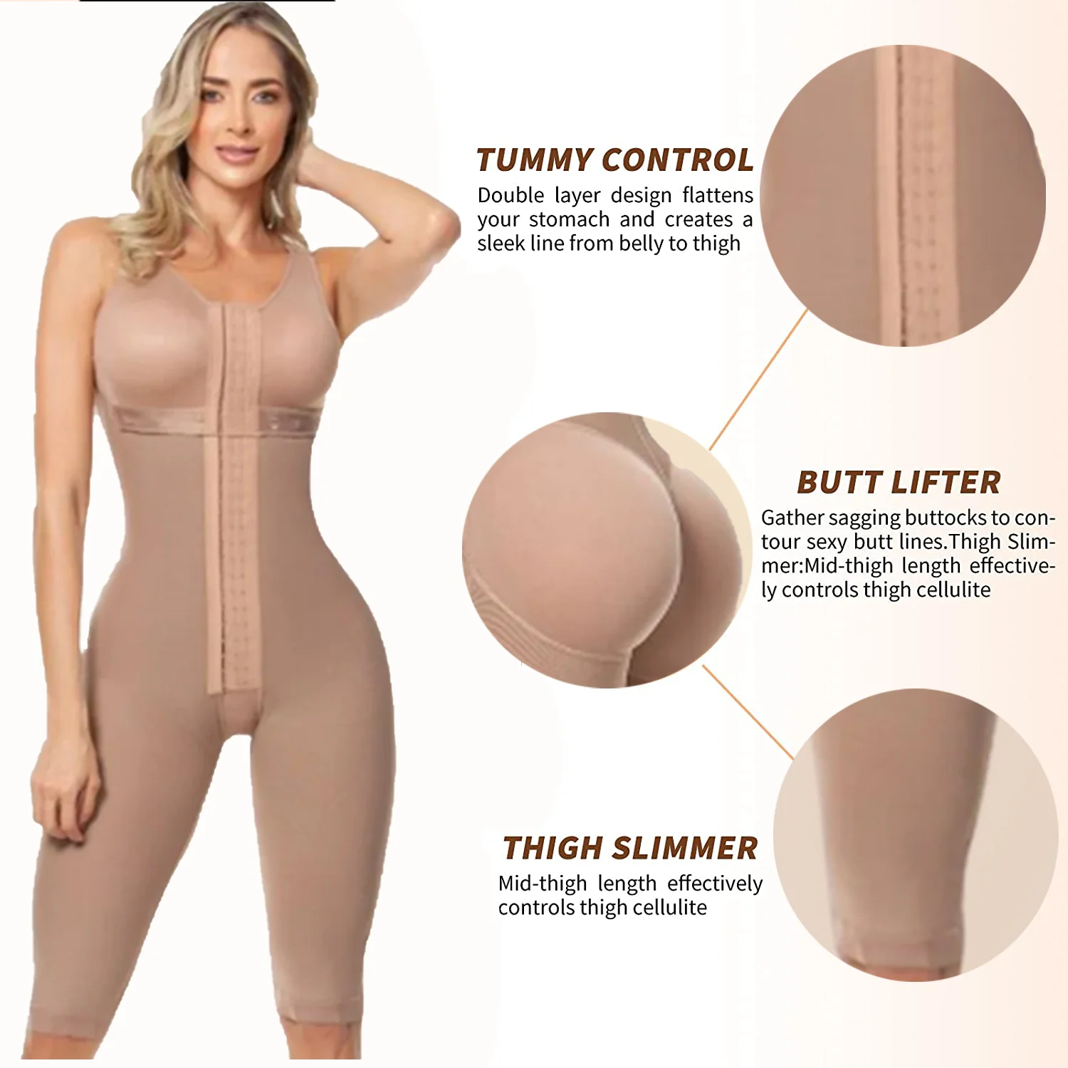 Fajas Colombianas Full Body Shaprwear With Hooks And Bra Wide Shoulder Strap Tummy Control  Bodysuits Fajas Women-buttlift