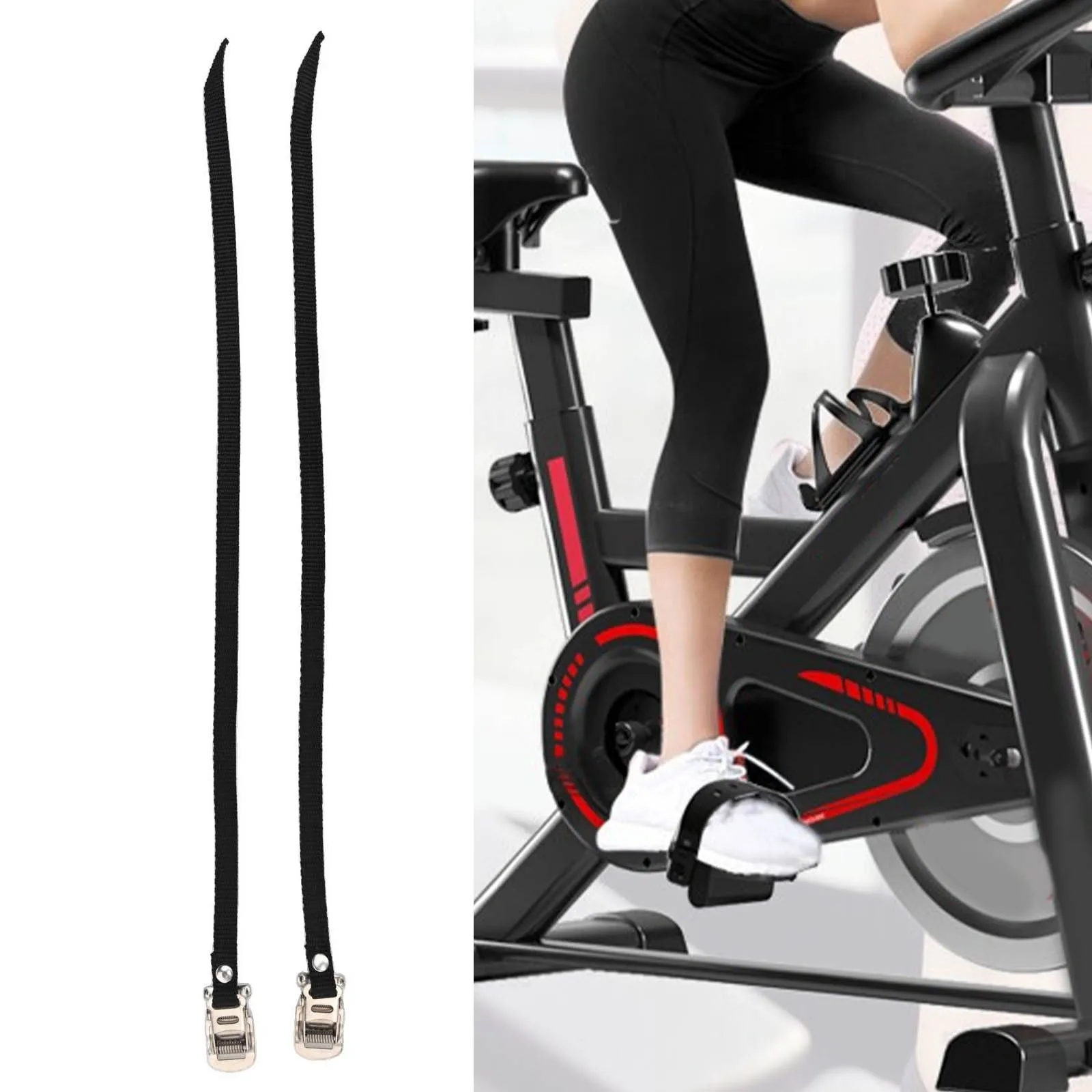 Adjustable Straps Exercise Bike Pedal Straps Foot Pedal Adjustable Metal Buckle Easy To Install Replace Old Shoelaces