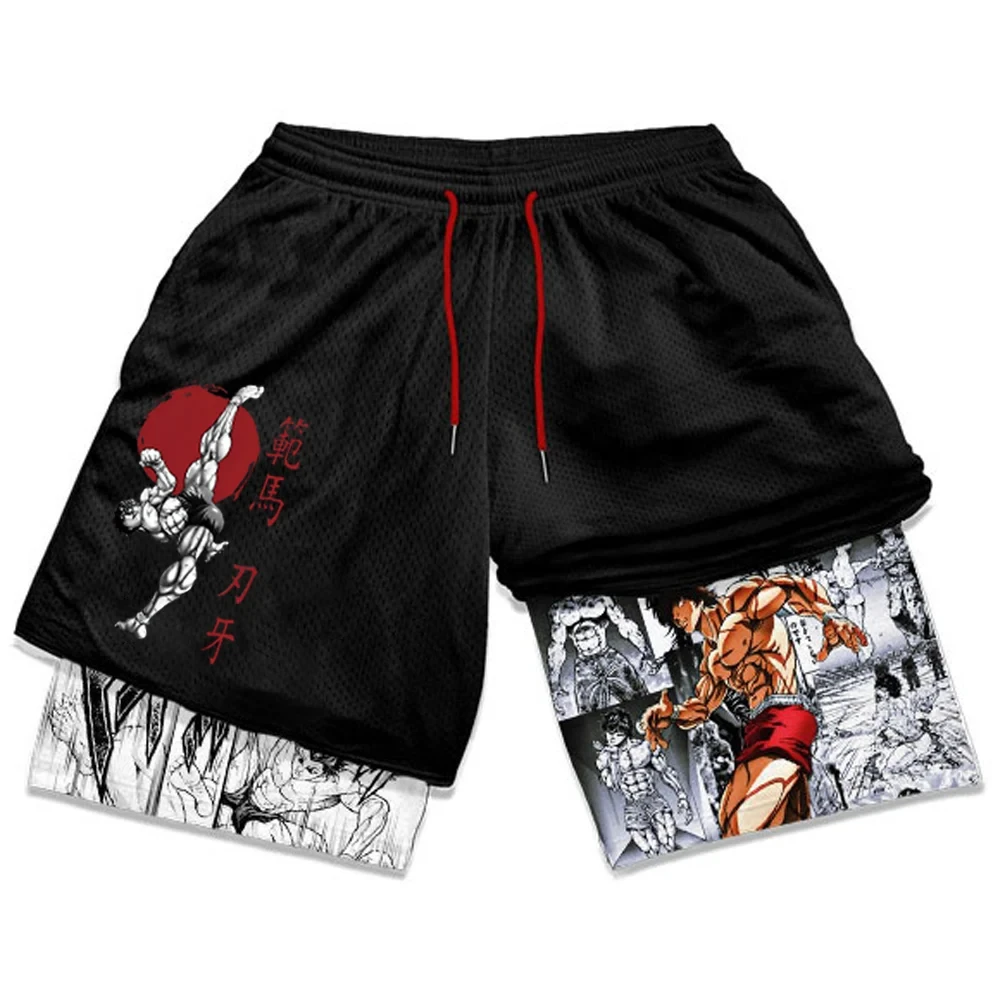 Men's Summer Anime Hunter X Hunter Sports Shorts Men's 2-in-1 Quick Drying Performance Short Summer Fitness Running Shorts
