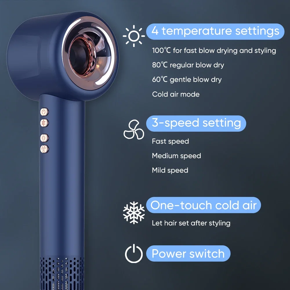 Professional 1600w Super Hair Dryer Personal Care Styling Negative Ion Salon Tool Constant Anion Electric Leafless