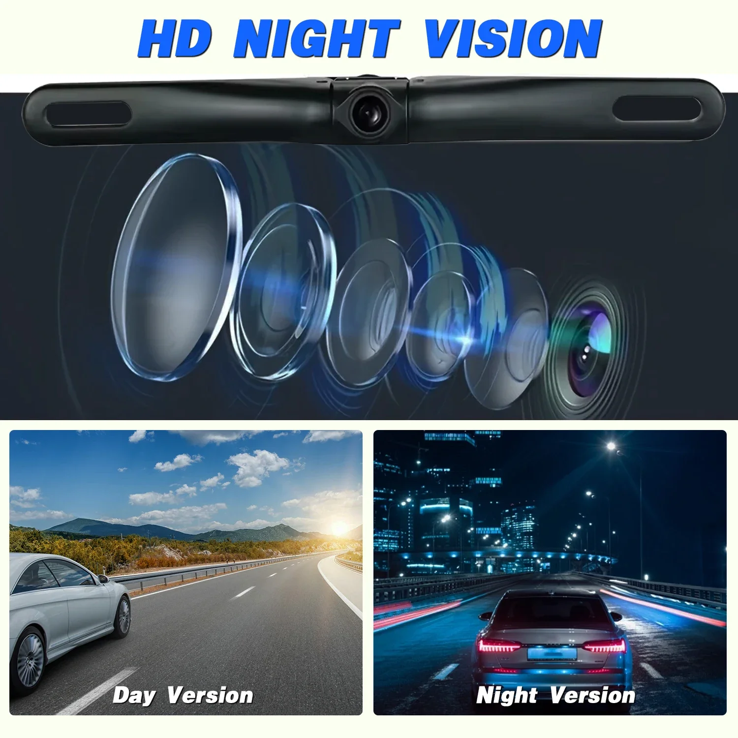 차량 후방 카메라, 번호판 카메라 후방 카메라, HD 야간 시야 후방 카메라 조절 가능한 각도, 넓은 시야각,
