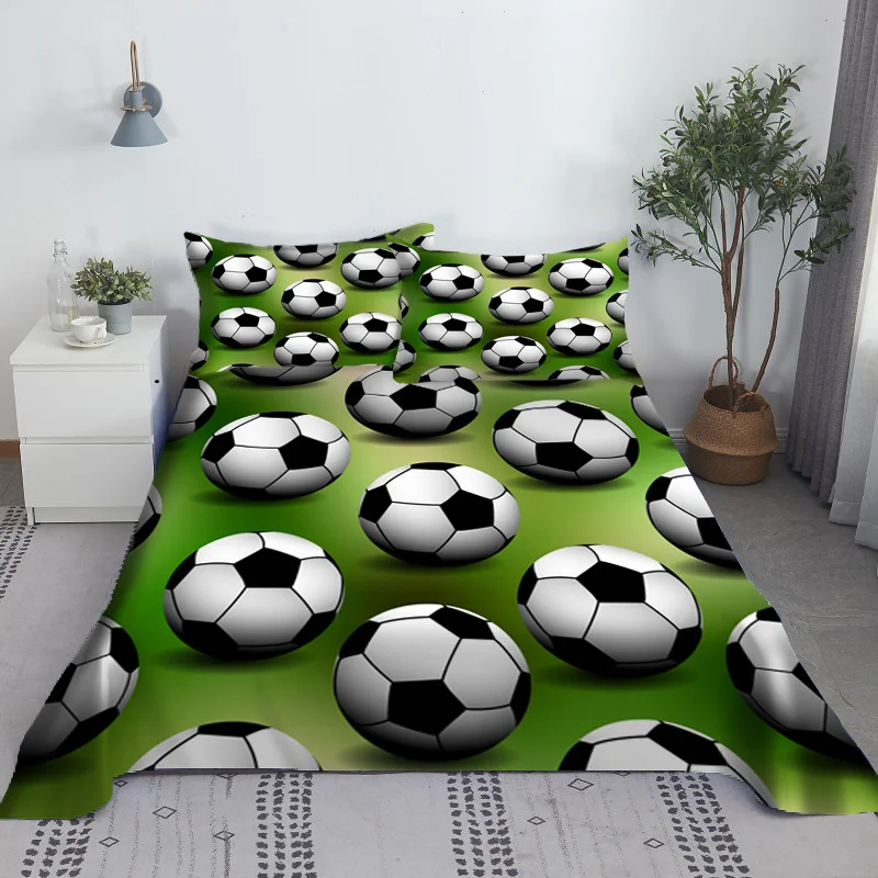 Description Picture 5 of itemSoccer Football Bed Sheet Set Cartoon Digital Print Polyester Bed Flat Sheet and Pillowcase 2/3pcs Bedding for Boys Teens Child