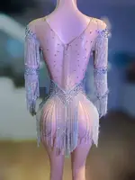 Women Sexy High Stretch Performance Dance Costume Nightclub Birthday Evening Party Wear Sparkly Rhinestone Bodysuit Stage Outfit - Image 6