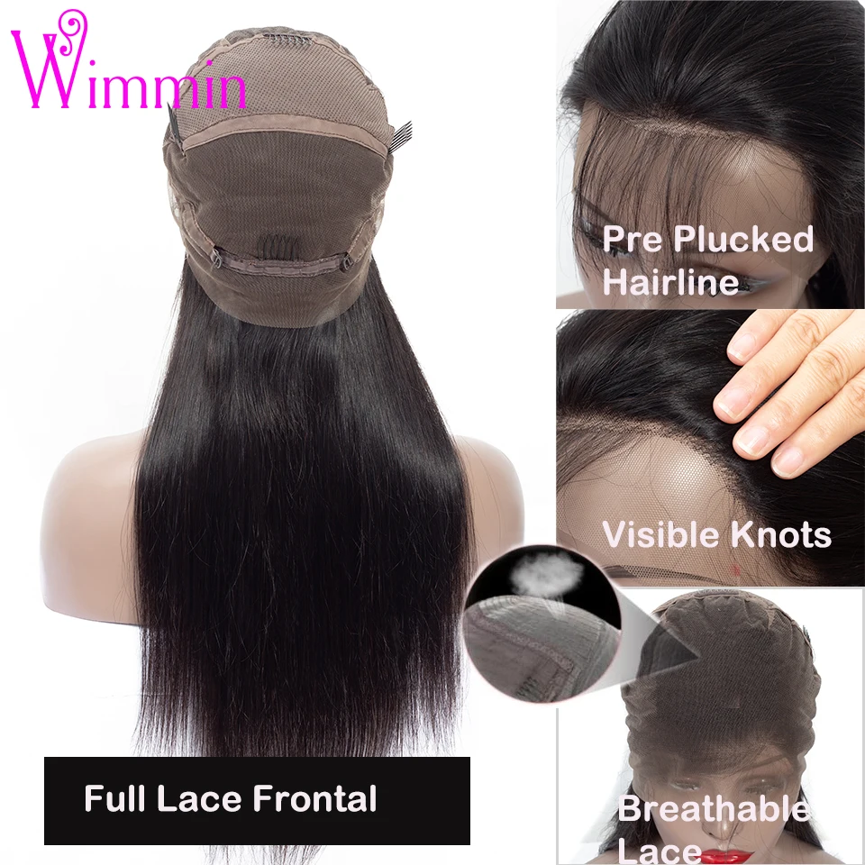 HD Full Lace Human Hair Wigs 180% Density Brazilian Straight Remy Human Hair Full Lace Wigs Pre Plucked with Baby For Women