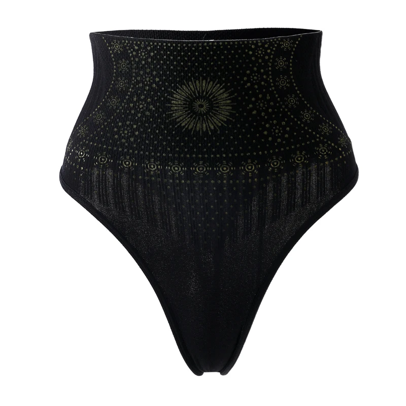 Flarixa 1/2/3 Adet Kadın Dikişsiz Yüksek Rise Thongs Külot Baskılı Karın Kontrol Külot Çift Katmanlı Şekillendirme Iç Çamaşırı