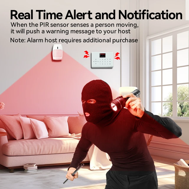 Meian Wired PIR Motion Sensor, Infrared Alarm Detector, Human Body Presence Sensor, Smart Home Security, Work with Alarm Host 3