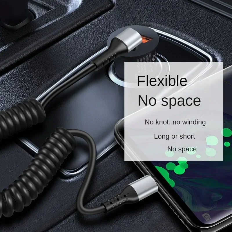 High-Power 90-Degree Spring USB-C Fast Charging Cable - 66W 6A
