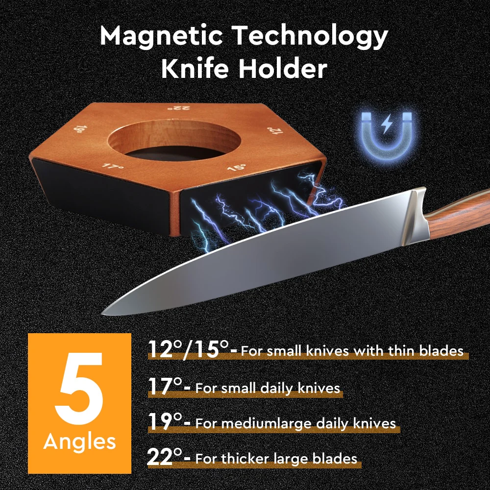 12/15/17/19/22&deg; Angle Wooden Roller Sharpeners Magnetic Non-Slip Ideal for Kitchen Various Knives Rolling Knife Sharpener knife sharpener