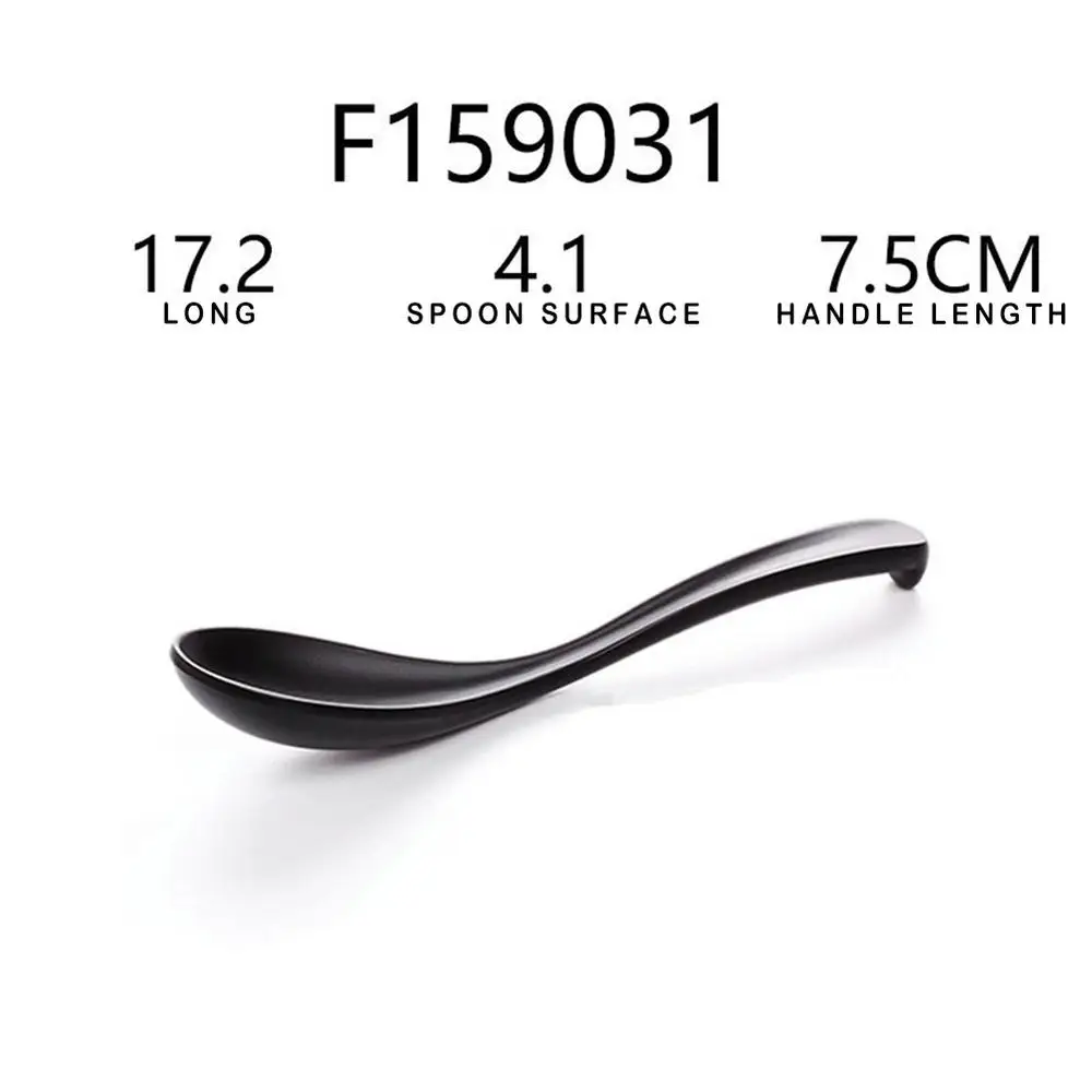 Description Picture 4 of item1pc Black Scoops Chinese Asian Soup Spoons Non Stick Wonton Rice Spoon Long Handle Japanese Ramen Spoon Serving Tableware