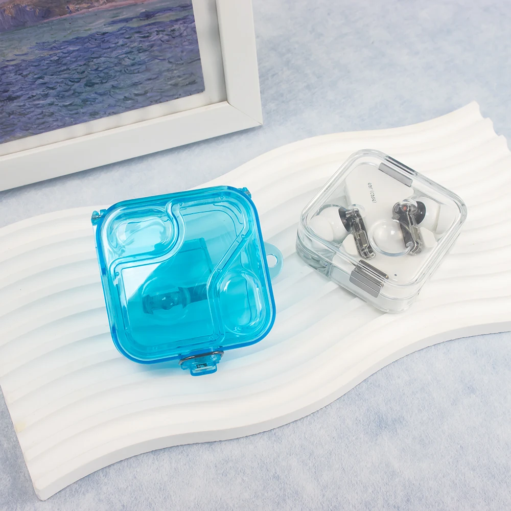 PC Headphone Box Case Clear Candy Color Wireless Headphones Cover With Lanyard Hook Waterproof Fall-protection for Nothing Ear 2