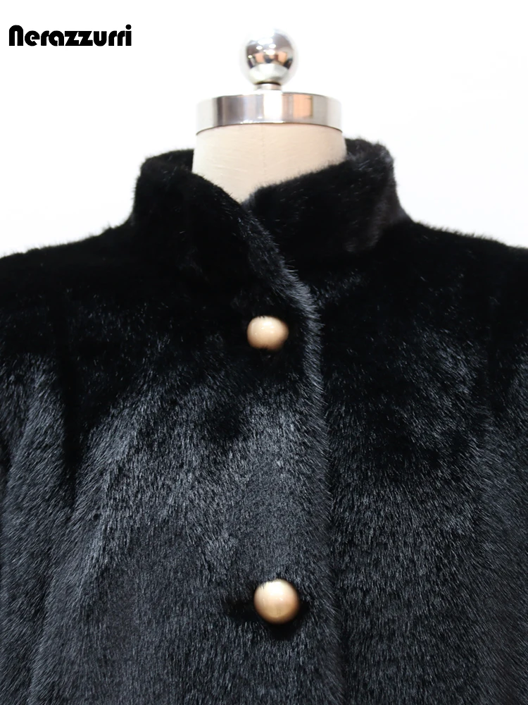 nerazzurri-winter-thick-warm-soft-faux-mink-fur-coat-women-puff-sleeve-stand-collar-gold-buttons-elegant-luxury-fluffy-jacket